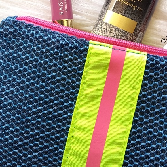 3/$10 Ipsy Glam Bag New January 2018 Game Face Navy Mesh Nautical Neon Makeup - Picture 9 of 10